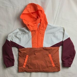 NWOT Cat & Jack Boys Quarter Zip Pullover Hooded Windbreaker Color Block